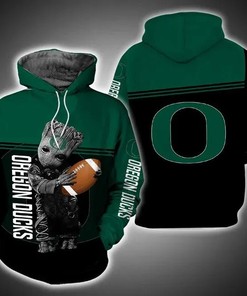 Baby Groot Hug Ball Oregon Ducks 3D Hoodie Oregon Ducks Fans Gift