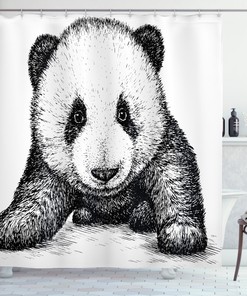 Baby Panda Bear Sketch Animal Print Shower Curtain for Bathroom