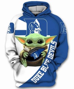 Baby Yoda Hug Ball Duke Blue Devils 3D Hoodie Duke Blue Devils Gifts for Men