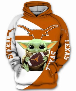 Baby Yoda Hug Ball Texas Longhorns 3D Hoodie Texas Longhorns Fan Gifts