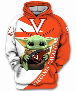 Baby Yoda Hug Ball Virginia Cavaliers 3D Hoodie Virginia Cavaliers Gift Ideas for Him