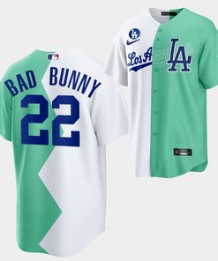 Bad Bunny 2022-23 All-Star Celebrity Softball Game 22 Los Angeles Dodgers White Green Jersey