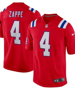 Bailey Zappe 4 New England Patriots Alternate Game Player Jersey - Red