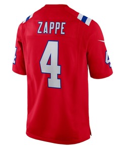Bailey Zappe 4 New England Patriots Alternate Game Player Jersey - Red