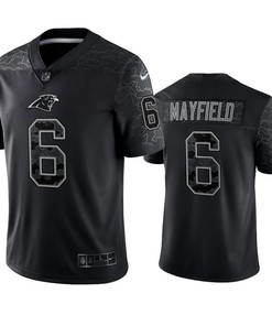 Baker Mayfield 6 Carolina Panthers Black Reflective Limited Jersey - Men
