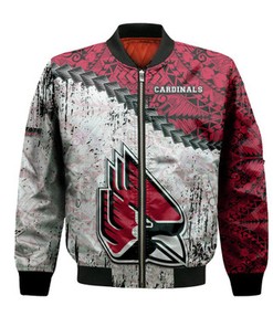 Ball State Cardinals Bomber Jacket Grunge Polynesian Tattoo- NCAA