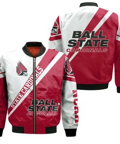 Ball State Cardinals Logo Bomber Jacket Cross Style - NCAA
