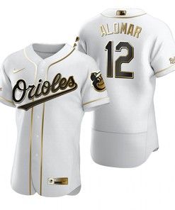Baltimore Orioles #12 Roberto Alomar Mlb Golden Brandedition White Jersey Gift For Orioles Fans