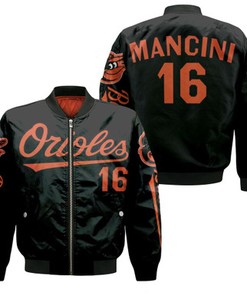 Baltimore Orioles 16 Mancini Jersey Inspired Bomber Jacket