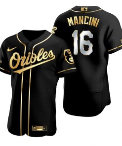 Baltimore Orioles #16 Trey Mancini Mlb Golden Brandedition Black Jersey Gift For Orioles Fans