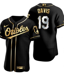 Baltimore Orioles #19 Chris Davis Mlb Golden Brandedition Black Jersey Gift For Orioles Fans