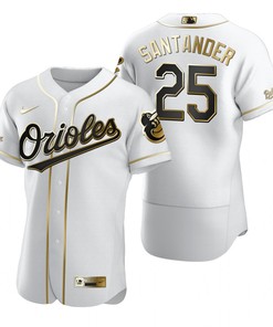 Baltimore Orioles #25 Anthony Santander Mlb Golden Brandedition White Jersey Gift For Orioles Fans