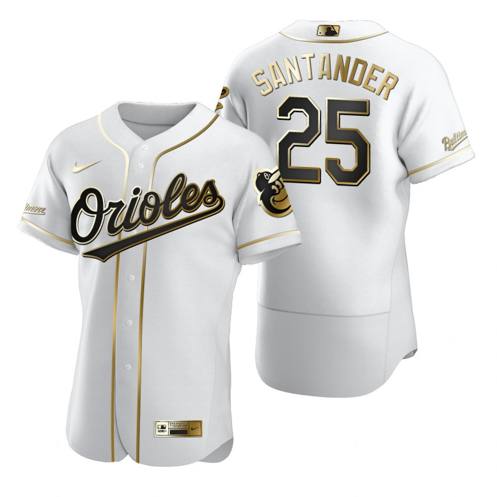 Baltimore Orioles #25 Anthony Santander Mlb Golden Brandedition White Jersey Gift For Orioles Fans