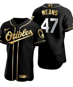 Baltimore Orioles #47 John Means Mlb Golden Brandedition Black Jersey Gift For Orioles Fans