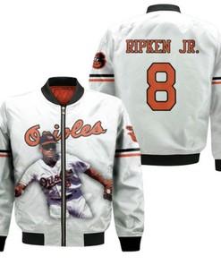 Baltimore Orioles Cal Ripken Jr. 8 MLB Great Player White Gift For Orioles Fans Bomber Jacket