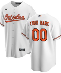 Baltimore Orioles Home Replica Custom Jersey - White Custom Jerseys Mlb