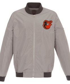 Baltimore Orioles JH Design Lightweight Nylon Bomber Jacket - Gray