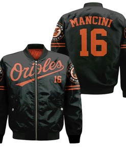 Baltimore Orioles Trey Mancini 16 2020 Mlb Black Jersey Inspired Style Bomber Jacket