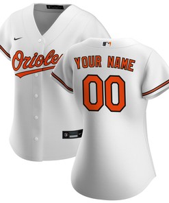 Baltimore Orioles Womens Home Replica Custom Jersey - White Custom Jerseys Mlb