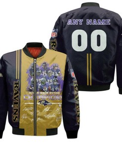 Baltimore Ravens 2019 AFC North Division Champions Great Team Gift With Custom Name Number For Ravens Fans Bomber Jacket