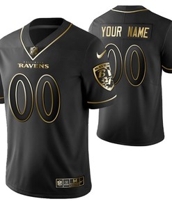 Baltimore Ravens 2021 Nfl Golden Brandedition Black Jersey Gift With Custom Name Number For Ravens Fans