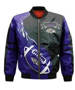Baltimore Ravens Bomber Jacket Flame Ball - NFL