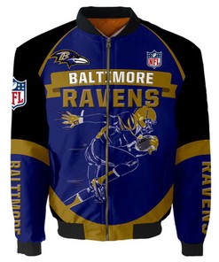 Baltimore Ravens Bomber Jacket Graphic Running men gift for fans