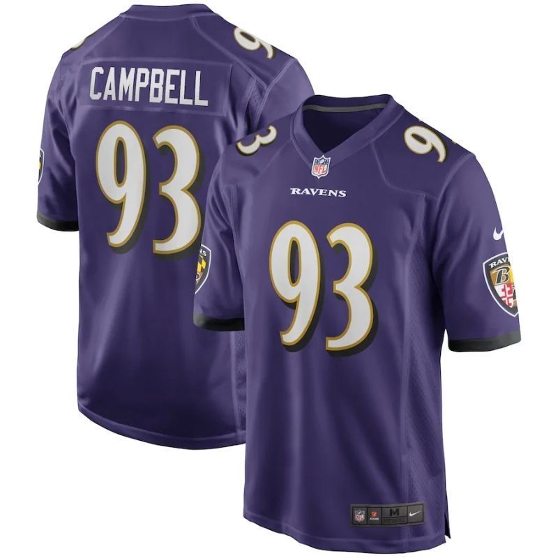 Baltimore Ravens Calais Campbell #93 Nfl 2020 Purple Jersey
