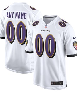 Baltimore Ravens Custom 00 Game Jersey - White