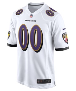 Baltimore Ravens Custom 00 Game Jersey - White