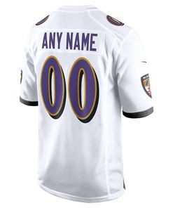 Baltimore Ravens Custom 00 Game Jersey - White