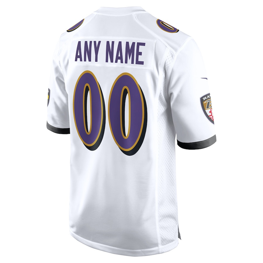 Baltimore Ravens Custom 00 Game Jersey - White