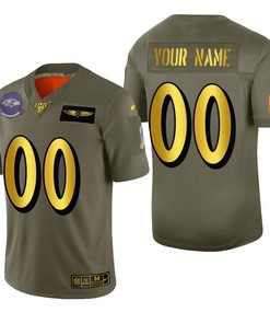 Baltimore Ravens Custom 2019 Salute To Service Nfl 100 Mens Jersey Metallic