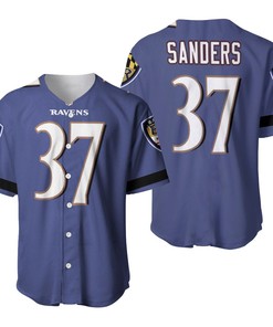 Baltimore Ravens Deion Sanders #37 Nfl American Football Team Logo Purple 2019 3d Designed Allover Gift For Ravens Fans Baseball Jersey