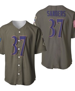 Baltimore Ravens Deion Sanders #37 Nfl Deion Sanders Salute To Service Retired Player Olive 3d Designed Allover Gift For Ravens Fans Baseball Jersey