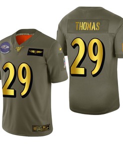 Baltimore Ravens Earl Thomas 2019 Salute To Service Nfl 100 Mens Jersey Metallic