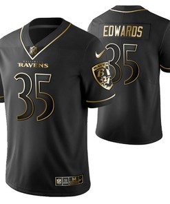 Baltimore Ravens Gus Brandedwards 35 2021 Nfl Golden Brandedition Black Jersey Gift For Ravens Fans