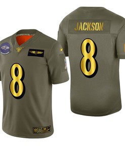 Baltimore Ravens Lamar Jackson 2019 Salute To Service Nfl 100 Mens Jersey Metallic