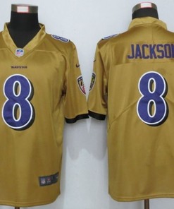 Baltimore Ravens Lamar Jackson #8 2020 Nfl Gold Jersey Jersey