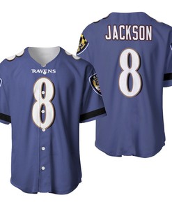 Baltimore Ravens Lamar Jackson #8 Great Player Nfl Custom Game Purple 2019 3d Designed Allover Gift For Baltimore Fans Baseball Jersey