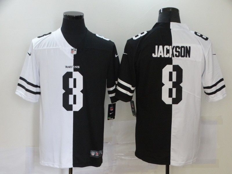 Baltimore Ravens Lamar Jackson #8 Nfl 2020 Black And White Jersey