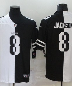 Baltimore Ravens Lamar Jackson #8 Nfl 2020 Black And White Jersey