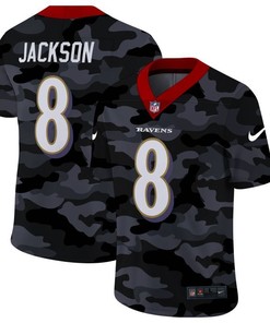 Baltimore Ravens Lamar Jackson #8 Nfl 2020 Camo Black Jersey