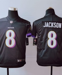 Baltimore Ravens Lamar Jackson #8 Nfl 2020 Dark Brown Jersey