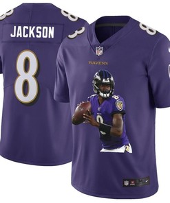 Baltimore Ravens Lamar Jackson #8 Nfl 2020 Purple Jersey