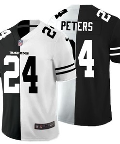 Baltimore Ravens Marcus Peters #24 Nfl 2020 Black And White Jersey