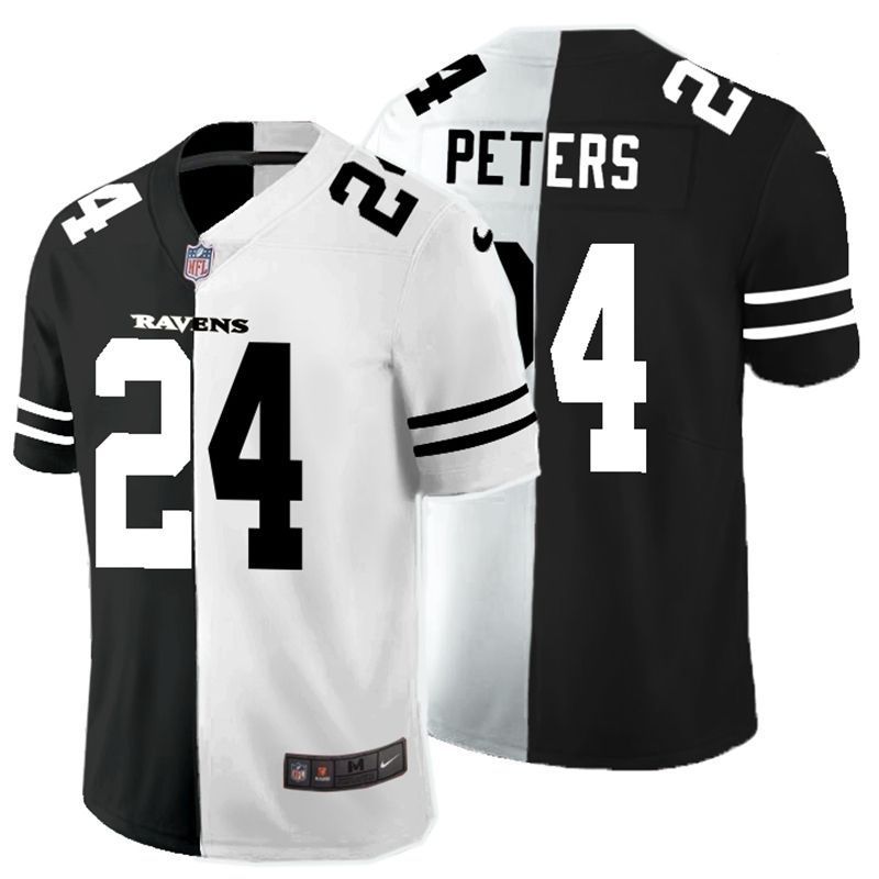Baltimore Ravens Marcus Peters #24 Nfl 2020 Black And White Jersey