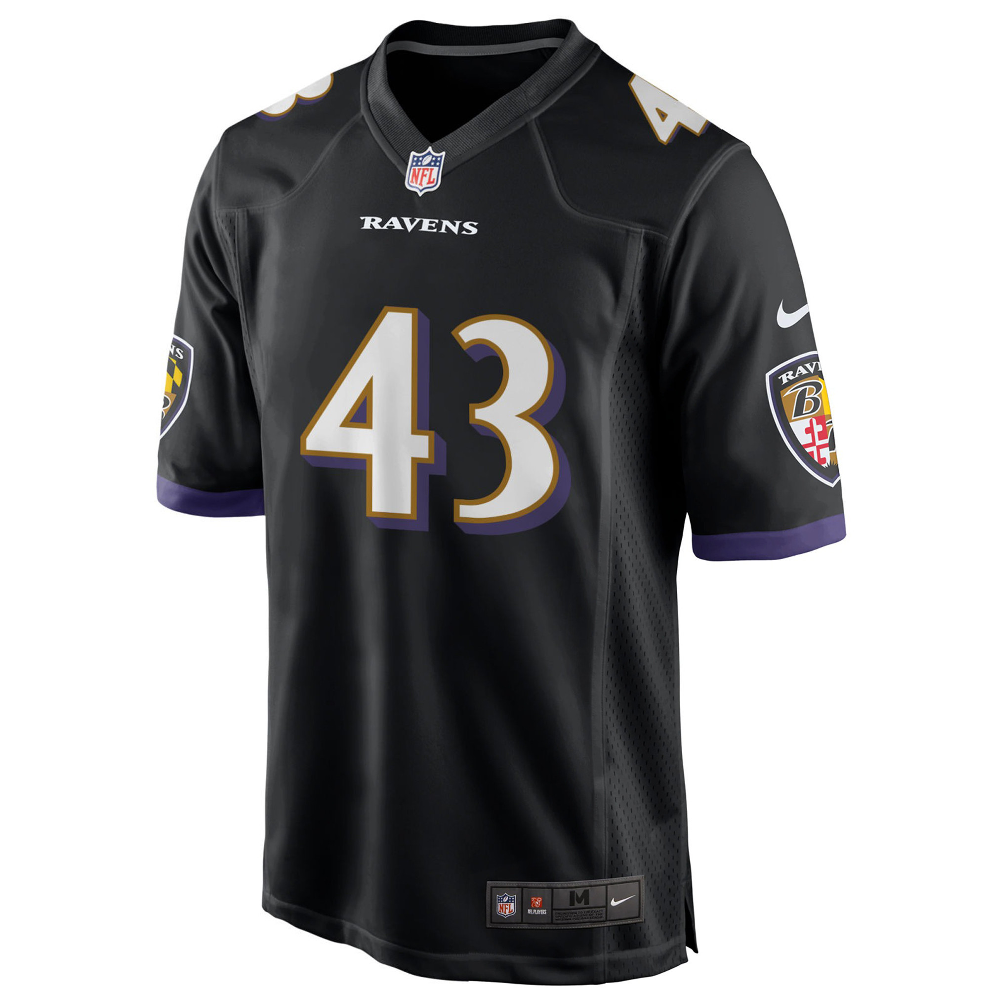 Baltimore Ravens Marcus Williams 43 Alternate Game Jersey - Black Jersey
