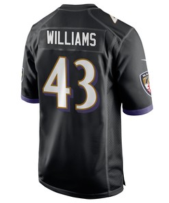 Baltimore Ravens Marcus Williams 43 Alternate Game Jersey - Black Jersey
