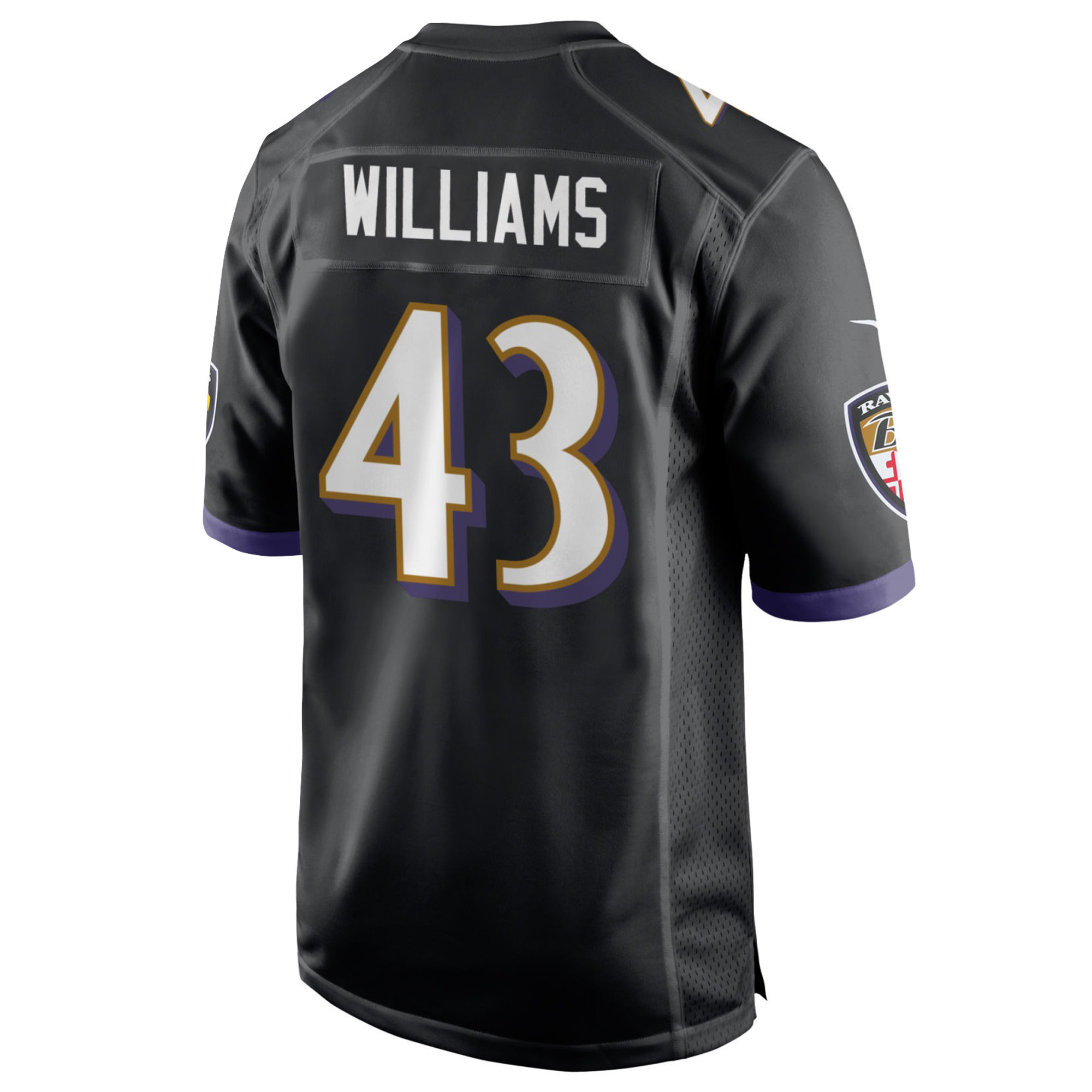 Baltimore Ravens Marcus Williams 43 Alternate Game Jersey - Black Jersey